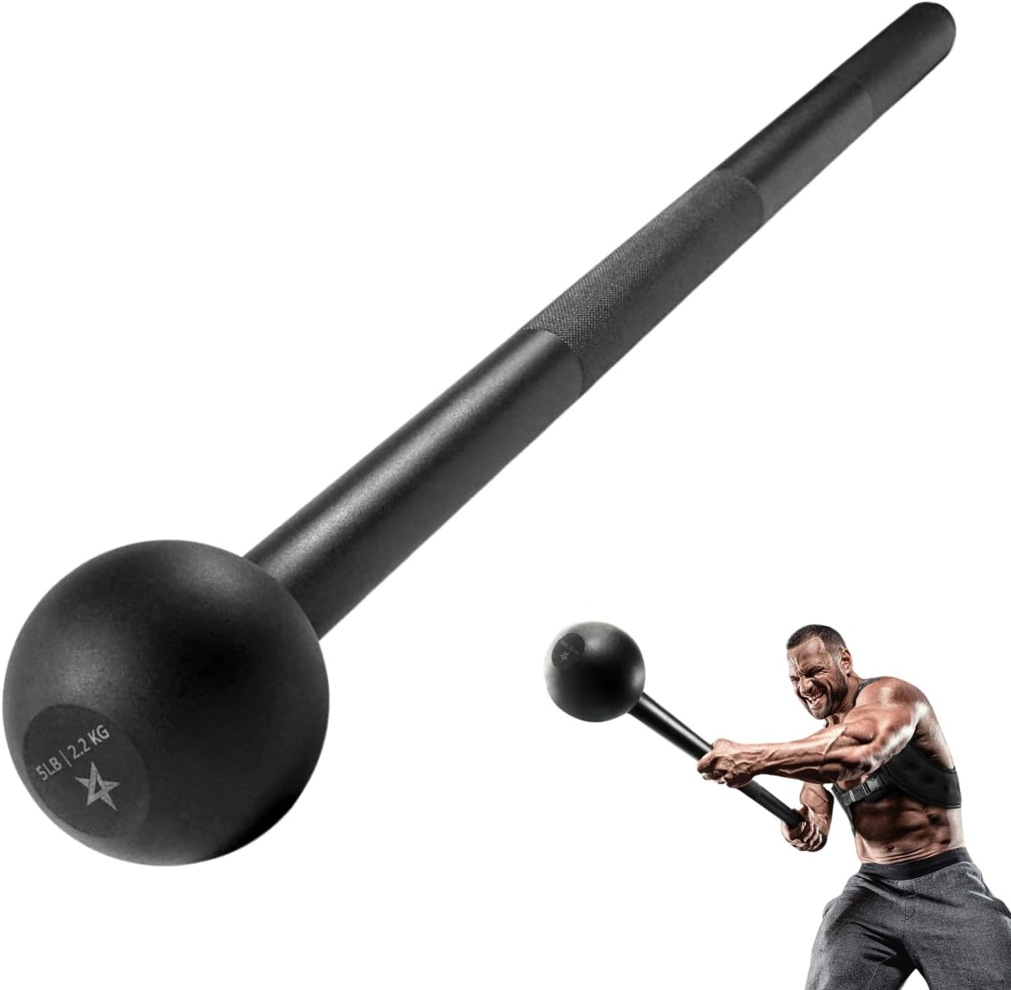 Steel Mace Bell for Strength Training, Support Full Body, Muscles, Shoulder, Grips & Forearms Workouts, Stretching 5, 7, 10, 15, 20, 25, 30 LB for Woman & Man