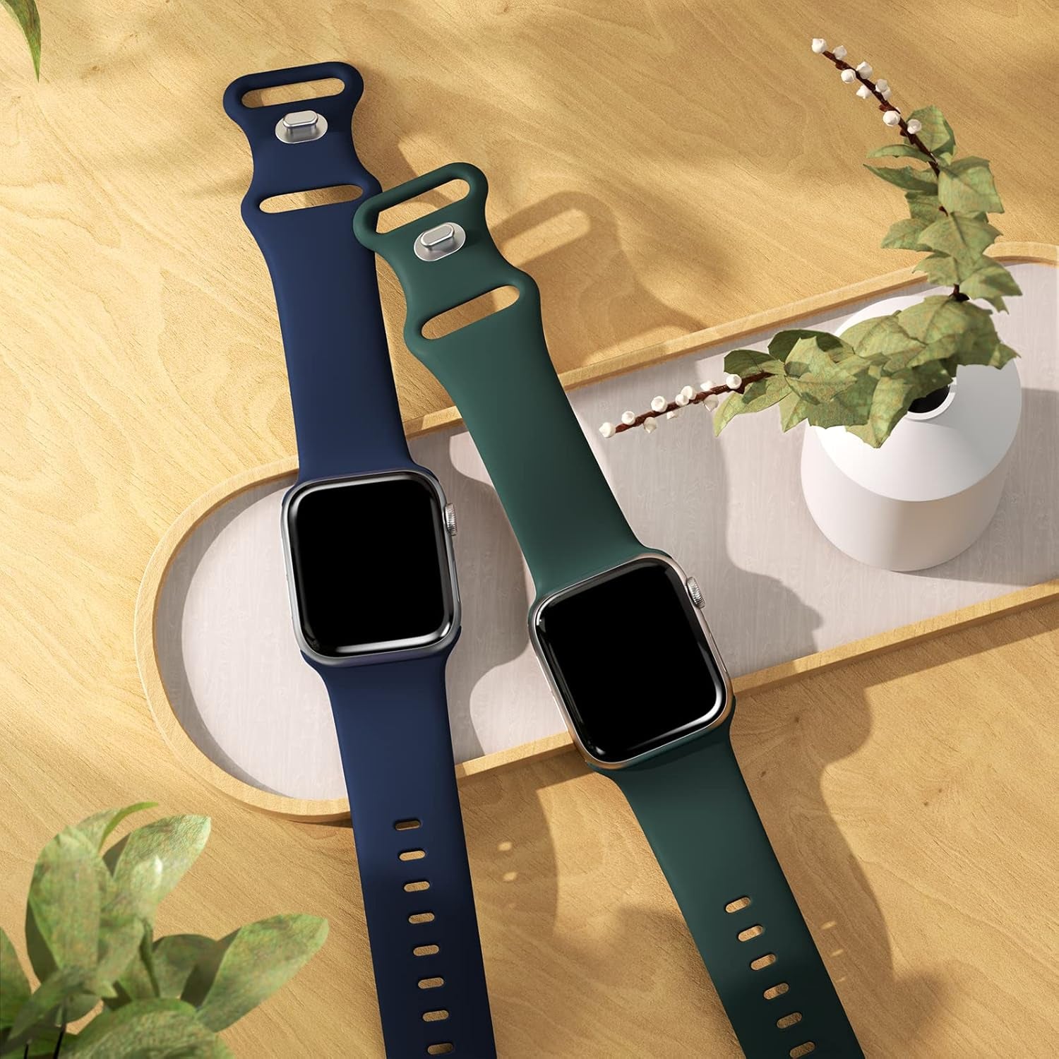 Sport Bands Compatible with Apple Watch Bands 38Mm 40Mm 41Mm 42Mm 44Mm 45Mm 49Mm,Soft Silicone Waterproof Strap for Iwatch Ultra2 Series 9 Ultra 8 7 6 5 4 3 2 1 SE Women Men